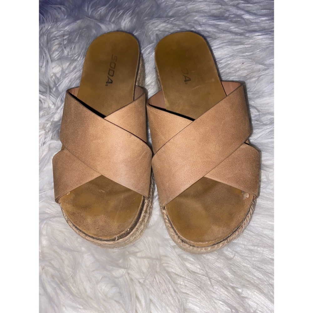 Soda Brand slide espadrille platforms